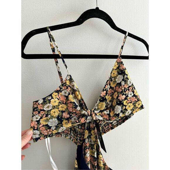 NWT Lulus It's a Perfect Pick Navy Blue Floral Print Cutout Maxi Dress Women’s L - Picture 5 of 10